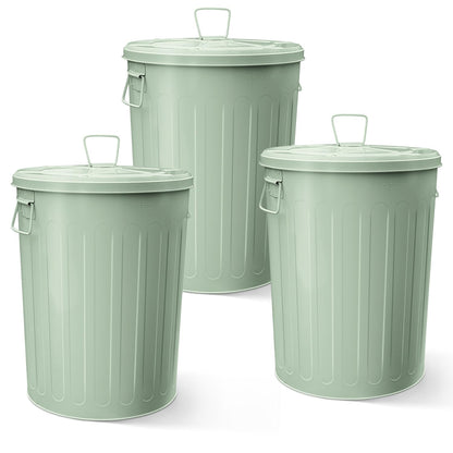 Plexon Large Metal Trash Can with Lid 20 Gallon, Decorative Outdoor Trash Can Heavy Duty Galvanized