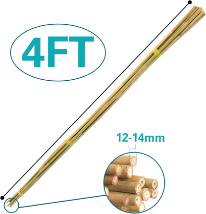 30pcs Bamboo Stakes 4FT, Garden Stakes 48 inch Multi-Purpose, Plant Stakes for Tomatoes, Beans