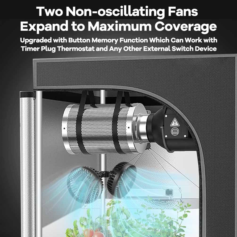 Grow Tent Fan, 5in Two Fans for Greenhouse Plant All Direction Ventilation Circulation Instead of