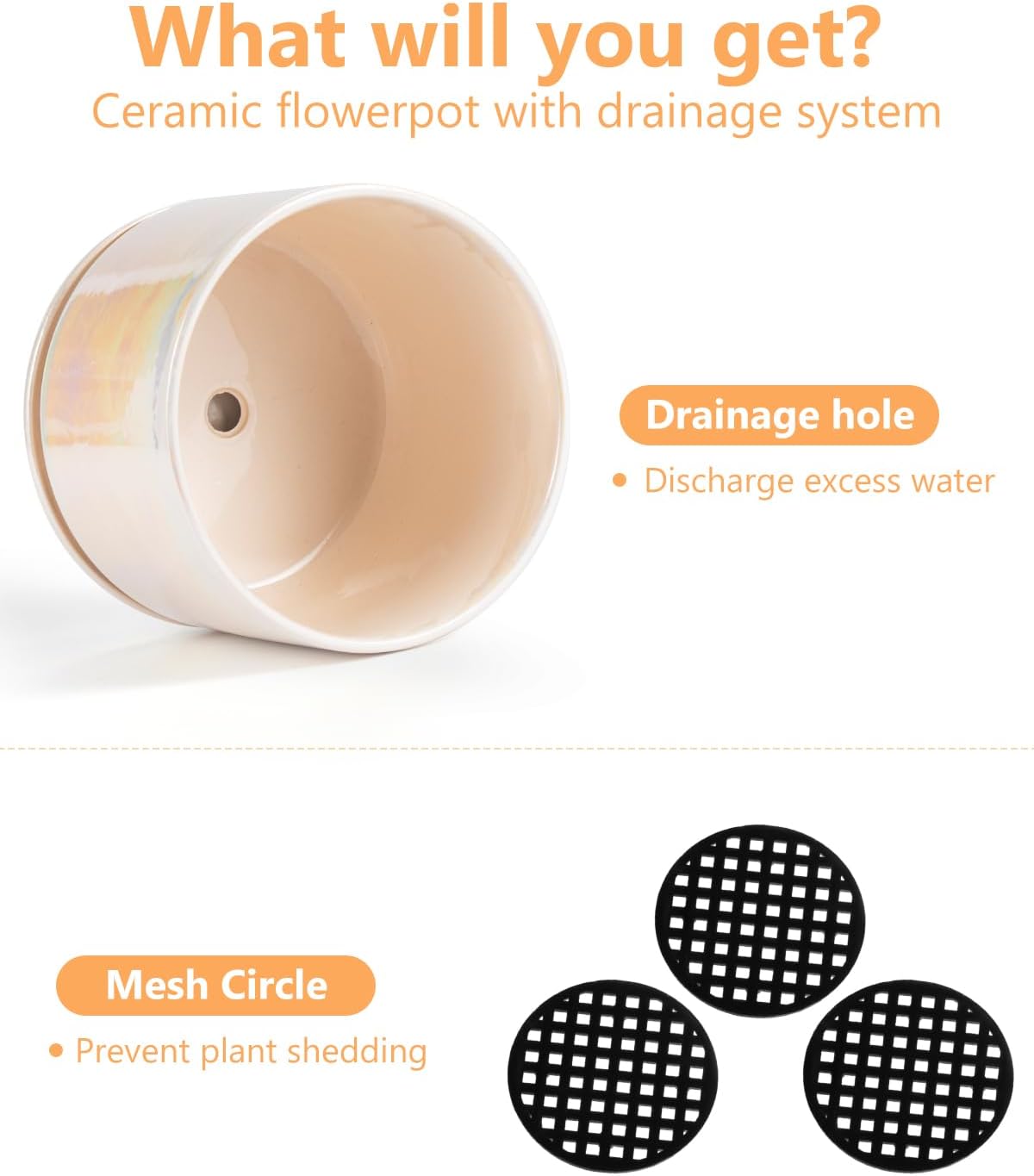 EFISPSS Plant Pots, 4+5+6 Inch Pots for Indoor Plants,Ceramic Planter Pot with Drainage Hole,Flower