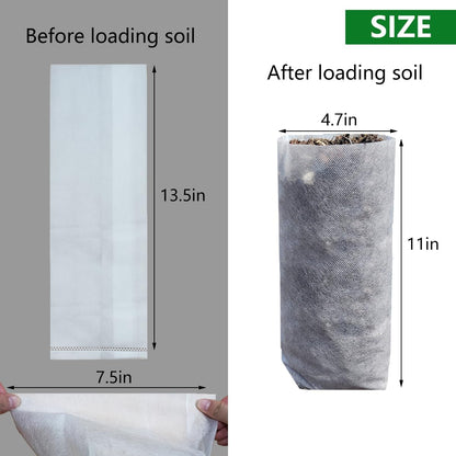 Belit 50 Pcs 13.5" H Deep Nursery Grow Bags, Non-Woven Plants Pots Container for Starting Deep