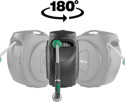 Retractable Garden Hose Reel, 120Ft x 1/2" Durable Wall Mounted Water Hose Reel with 180¡ãSwivel