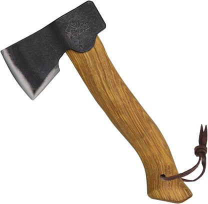 Prandi Segurin Hatchet 88 lb - Hickory Handle 11in with Leather String - Ideal for Camping, Travel