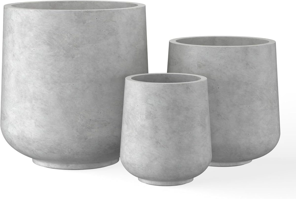 Kante 15.3"+11.6"+8.2" Dia Round Concrete Planter, Large Outdoor Indoor Planter Pots Containers