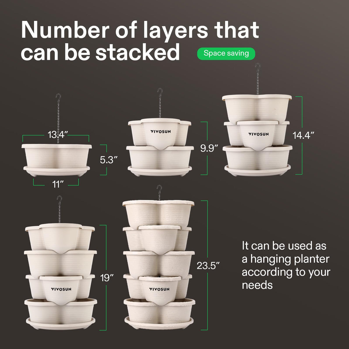 VIVOSUN 2-Pack 5 Tier Vertical Gardening Stackable Planter for Strawberries