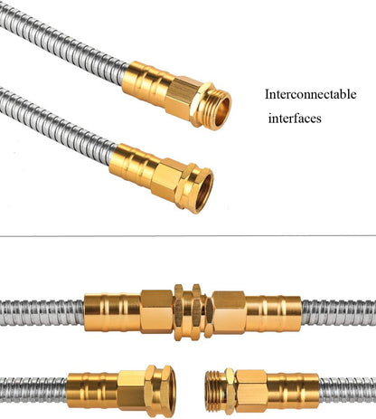Expandable Metal Garden Hose 75 FT - 304 Stainless Steel Water Hose 75 FT - Heavy Duty non Kinking
