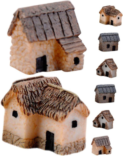 Fairy Garden Mini House Accessories, Miniature Village Hut Figurine Cottage, DIY Micro Landscape