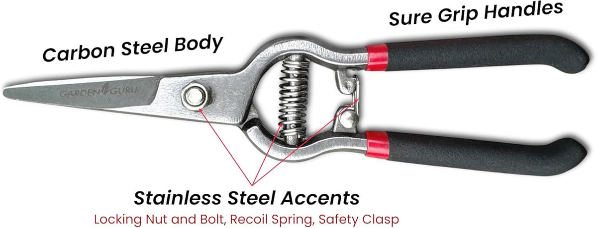 Garden Guru Classic Bypass Pruning Shears Clippers – Heavy Duty Forged Steel Garden Pruners