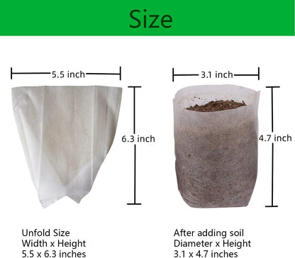 gardtree Plant Nursery Bags 5.5 * 6.3 inches 400PCS, Non-Woven Plant Grow Bags Fabric Seedling