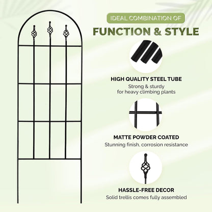 Idzo Decorative Metal Trellis for Climbing Plants Outdoor, Anti-Corrosion Powder Coated Garden