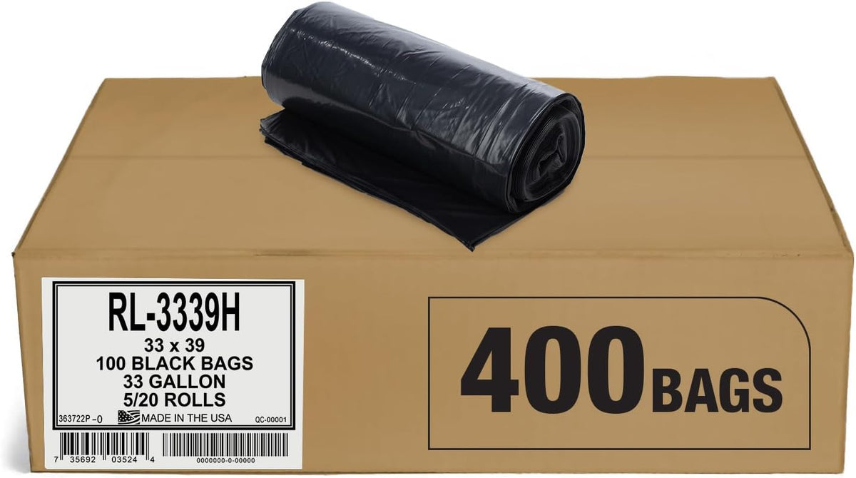 Aluf Plastics T-Tough Roll Pack Low Density Repro Blend Star Seal Coreless Rolls Bag, 33 Gallon 1.2