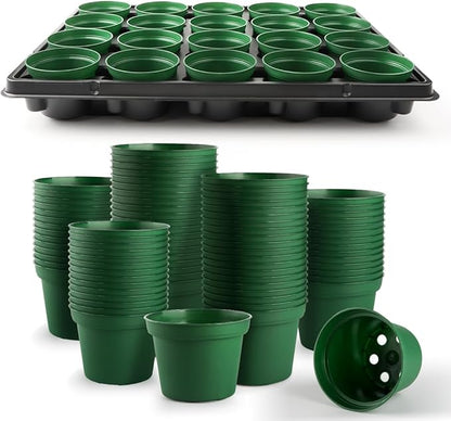 3 Inch Nursery Pots 100 Pcs with 5 Pcs 20 Cell Nursery Pot Trays, 5 Sets Seed Starting Kit for