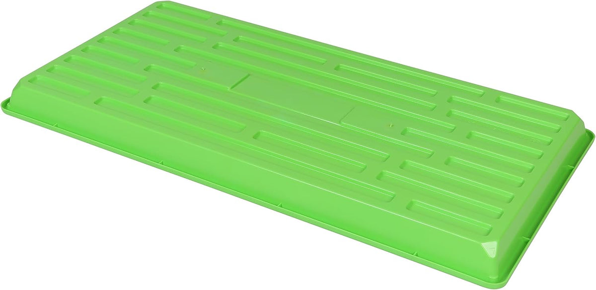 SUNPACK 10" x 20" Heavy Duty Shallow Plastic Seed Starting Tray, Green, 1" (Pack of 10) - No