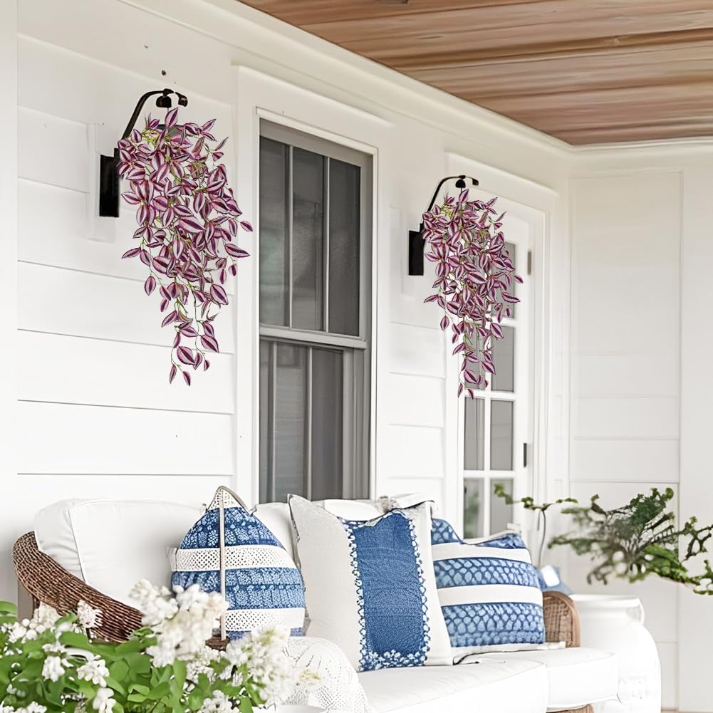 DILATATA Fake Hanging Plants Artificial Hanging Plants 22" Faux Wandering Jew Hanging Leaves Plant