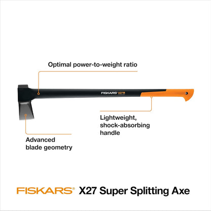 Fiskars X27 Super Splitting Axe, 36" Wood Splitting Axe for Medium to Large Size Logs with