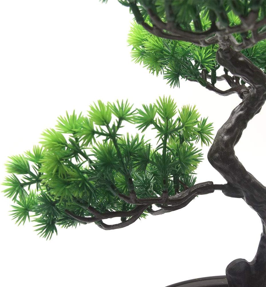 KOET Artificial Bonsai Pine Tree, 11Inch Faux Potted Plant Desk Display Fake Tree Pot Ornaments