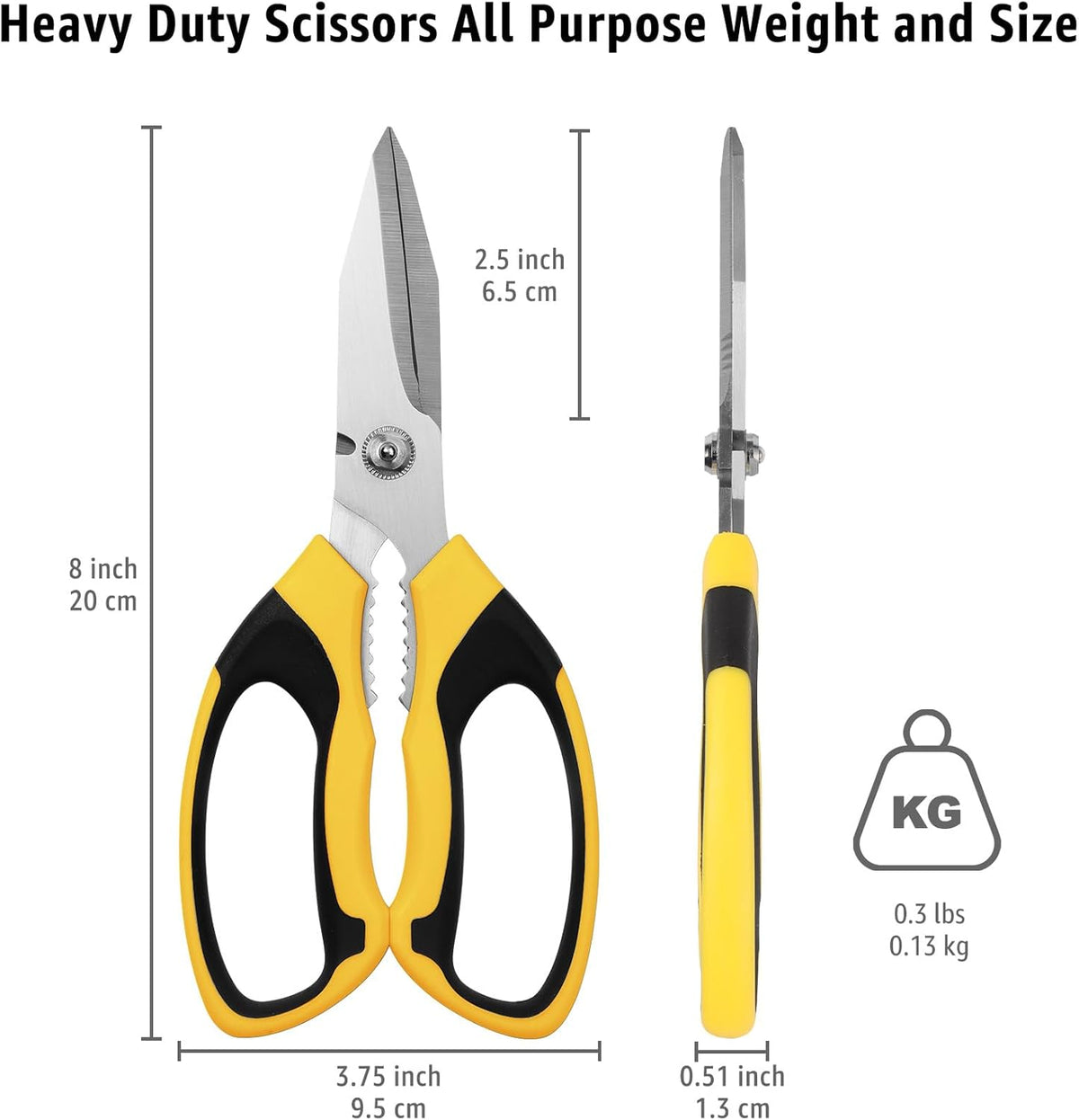 Utility Scissors Heavy Duty: 8-Inch sharp Scissors All Purpose heavy duty, Serrated Blades Cut