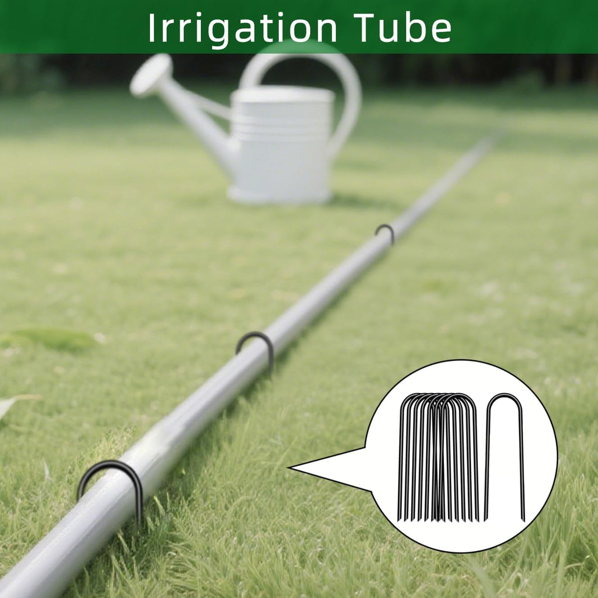 8 inch 20 Pack U Shape Green Garden Stakes,11 Gauge Garden Pins,U-Shaped Tent Stakes,Galvanized