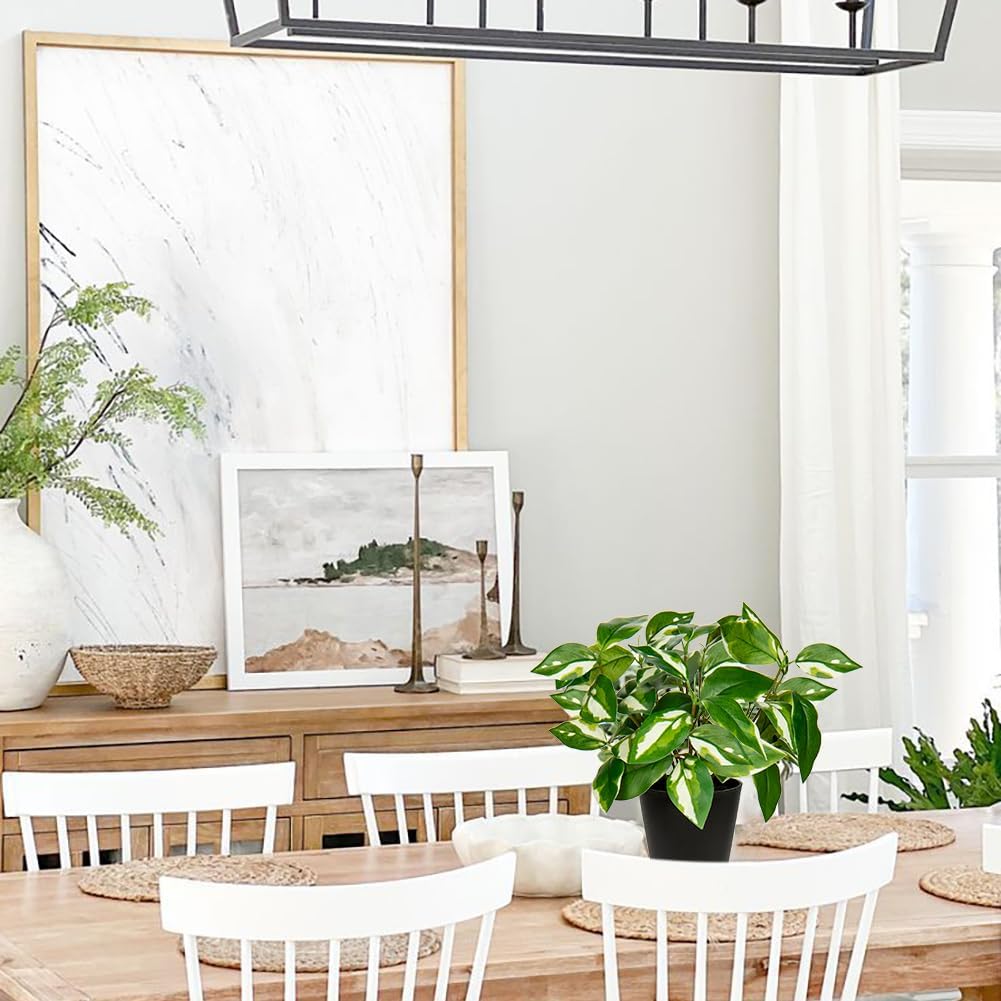 Artificial Plants Indoor Small Fake Plants in Pots Faux Pothos N‘ Joy Potted Plant Fake Indoor