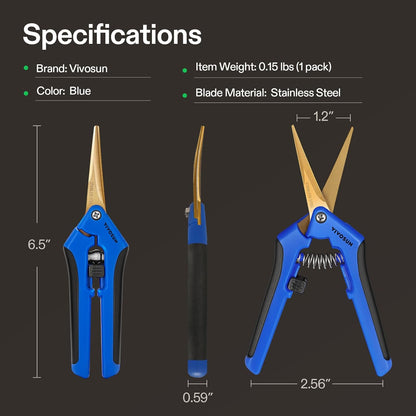 VIVOSUN 2-Pack Curved Gardening Scissors 6.5 Inch Hand Pruner Shear with Titanium Coated Precision