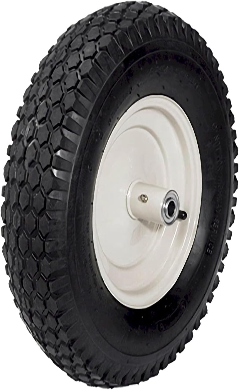 SCENIC ROAD Wheelbarrow Replacement Tire, 16" Wheel with Bearing and Grease Fitting, 4-Ply Knobby