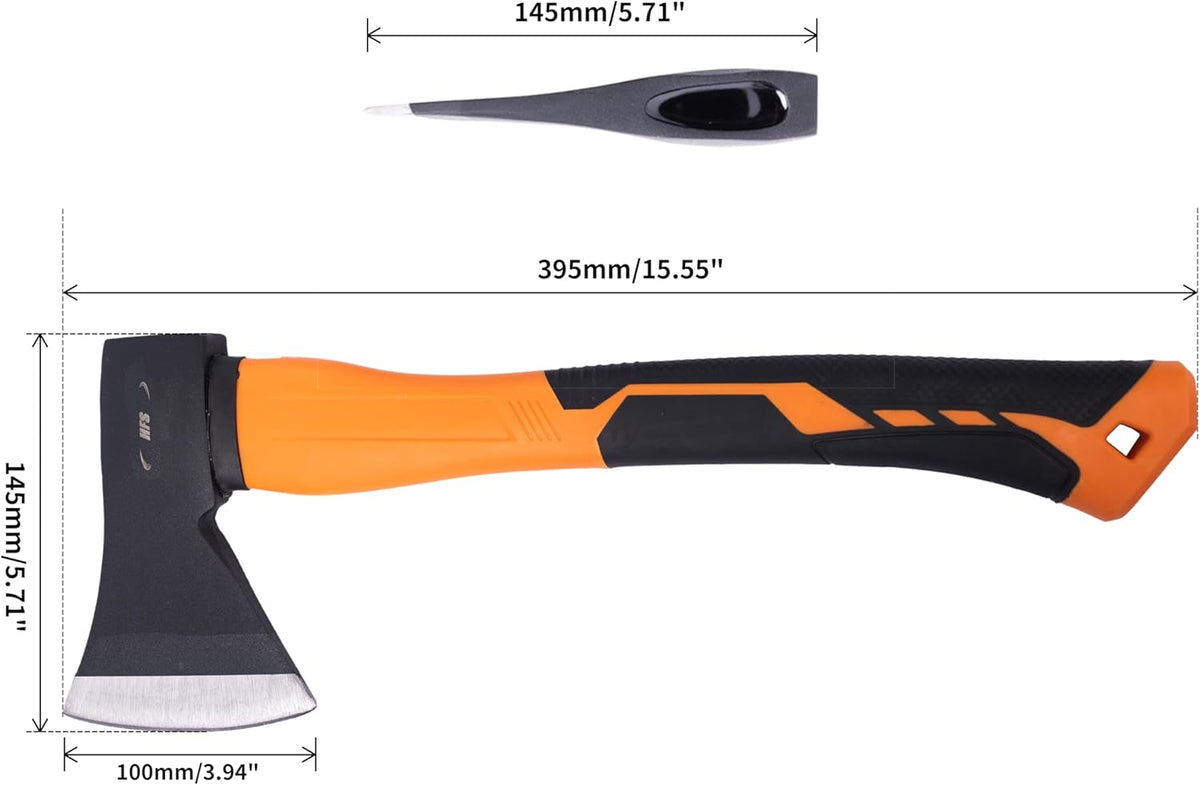 HFS(R) 14.5 Inch Axe Hatchet with Fiberglass Handle 21oz/600g Head Weight Heat-Treated Blade