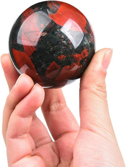 JIC Gem Small Crystal Sphere Ball Natural African Bloodstone Healing Crystal Ball with Decoation