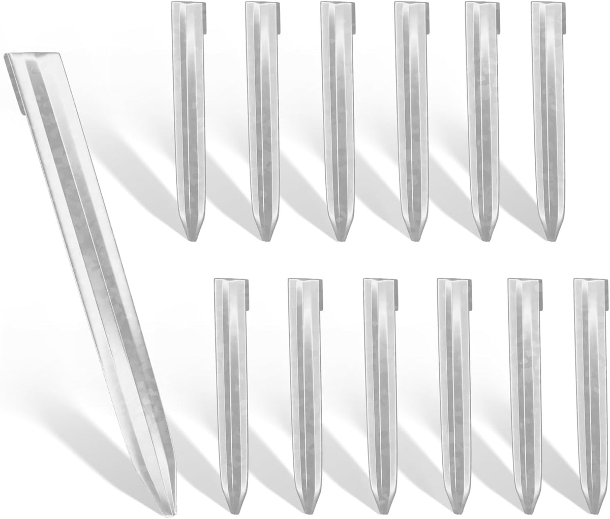 Worth Landscape Edging Stakes, 13Pcs 8Inch Corrugated Metal Garden Stakes Galvanized Steel Bender