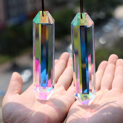 2PCS 5" Large Suncatchers Crystal Prisms, STINO Hanging Sun Catcher with Glass Prism, Rainbow Maker