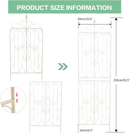 Sungmor 2 Pack Large Garden Trellis for Climbing Plants, 92.5 Inch Tall Rustic White Garden Metal