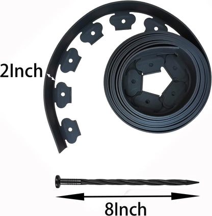 Landscape Edging,20ft Plastic Garden Edging with 20 Stakes,2 Inch Tall Lawn Edging for