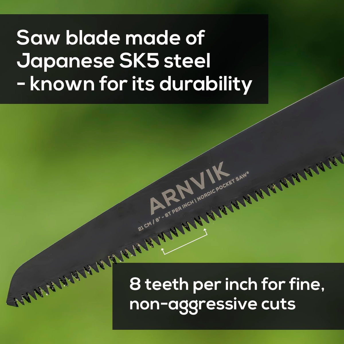 Nordic Pruning Saw for Gardening & Folding Saw Bushcraft - Arnvik - 8 Teeth per Inch - 8 in