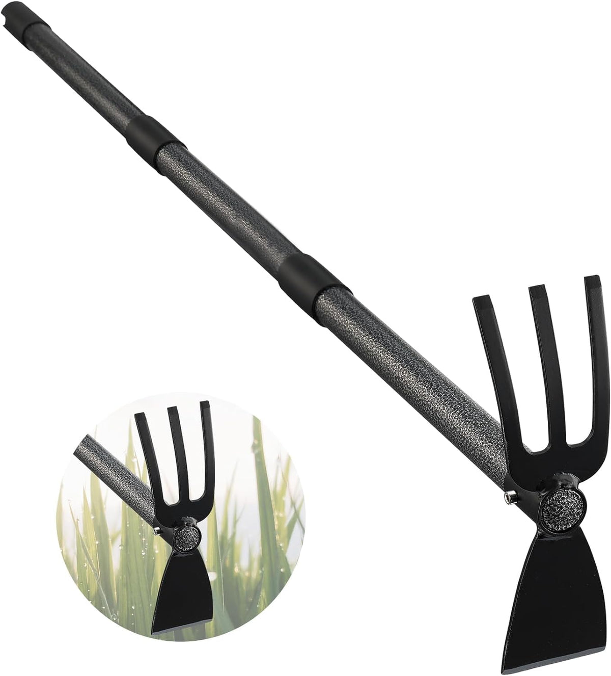 Hoe and Cultivator Gardening Hand Tools, Heavy Duty Stainless Steel Garden Hoe and 3 Fork Hand