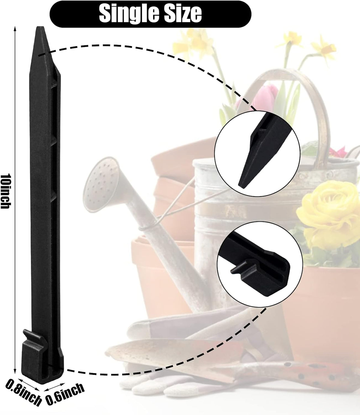 100 PCS Plastic Landscape Stakes, 10Inch Plant Support Lawn Stake Heavy Duty for Landscaping and