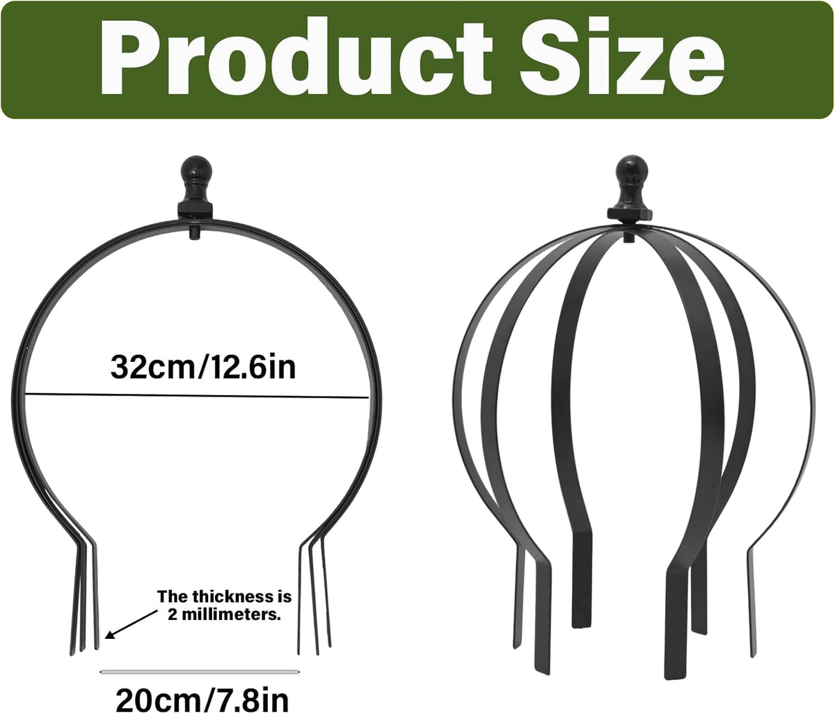 Metal Garden Trellis - 12.6" x 17.5" Durable Black Powder Coated Obelisk for Climbing Plants, Ideal