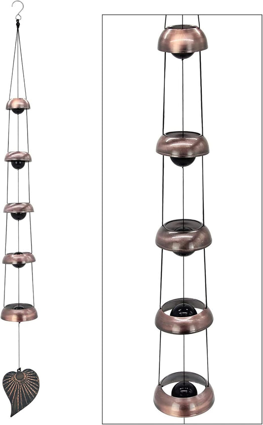 Cooper Leaf Temple Wind Chime,Wind Chimes with 5 Bells, Feng Shui Wind Chimes for Home Yard Outdoor