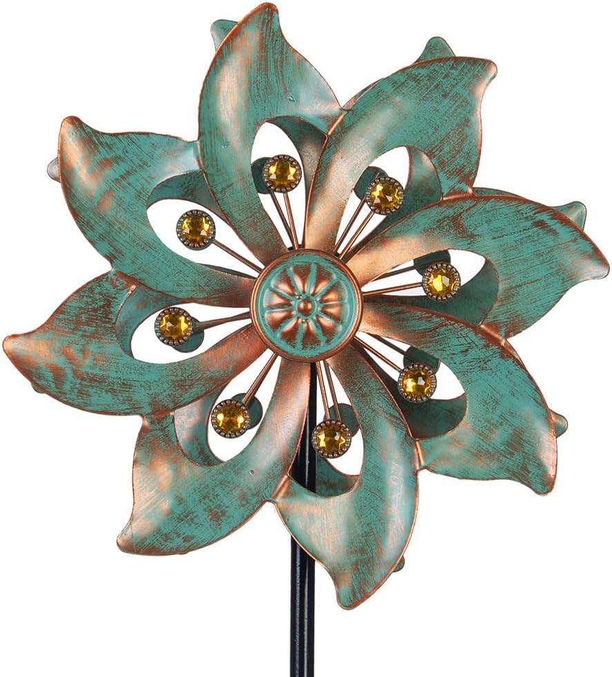 DREAMYSOUL Outdoor Wind Spinner 37 Inch, Metal Garden Wind Sculpture Bronze Wind Spinners for Patio