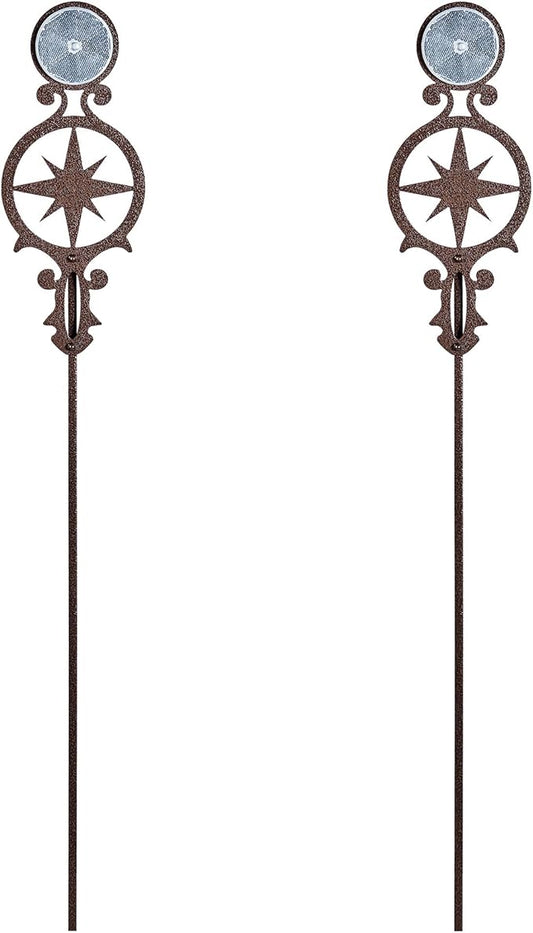Touch of Class Pathways Reflective Driveway Marker Stake Set of Two for Outdoor Use | Compass Star