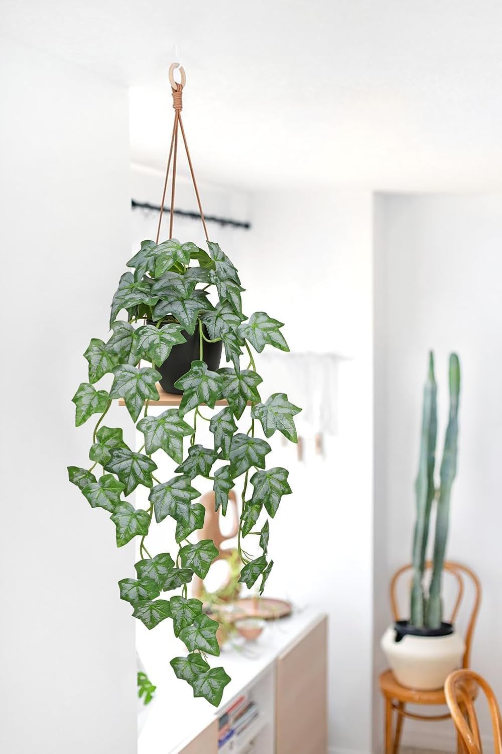 Set of 2 Fake Ivy Plant for Home Decor Indoor Silk Artificial Hanging Plant 25" Fake Ivy Vine Faux