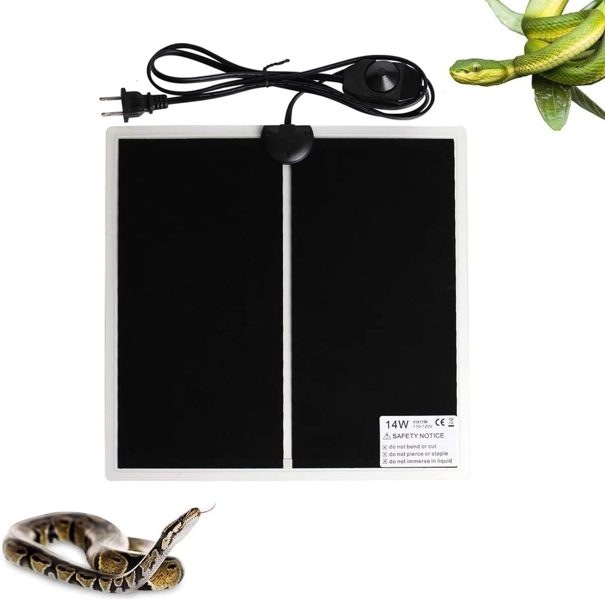 Reptile Heating Mat with Temperature Adjustment, Waterproof Reptile Heat Pad Under Tank Terrarium