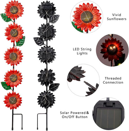 Solar Garden Stakes Lights,3 Pack Metal Sunflowers for Outside,Waterproof Solar Decorative Garden