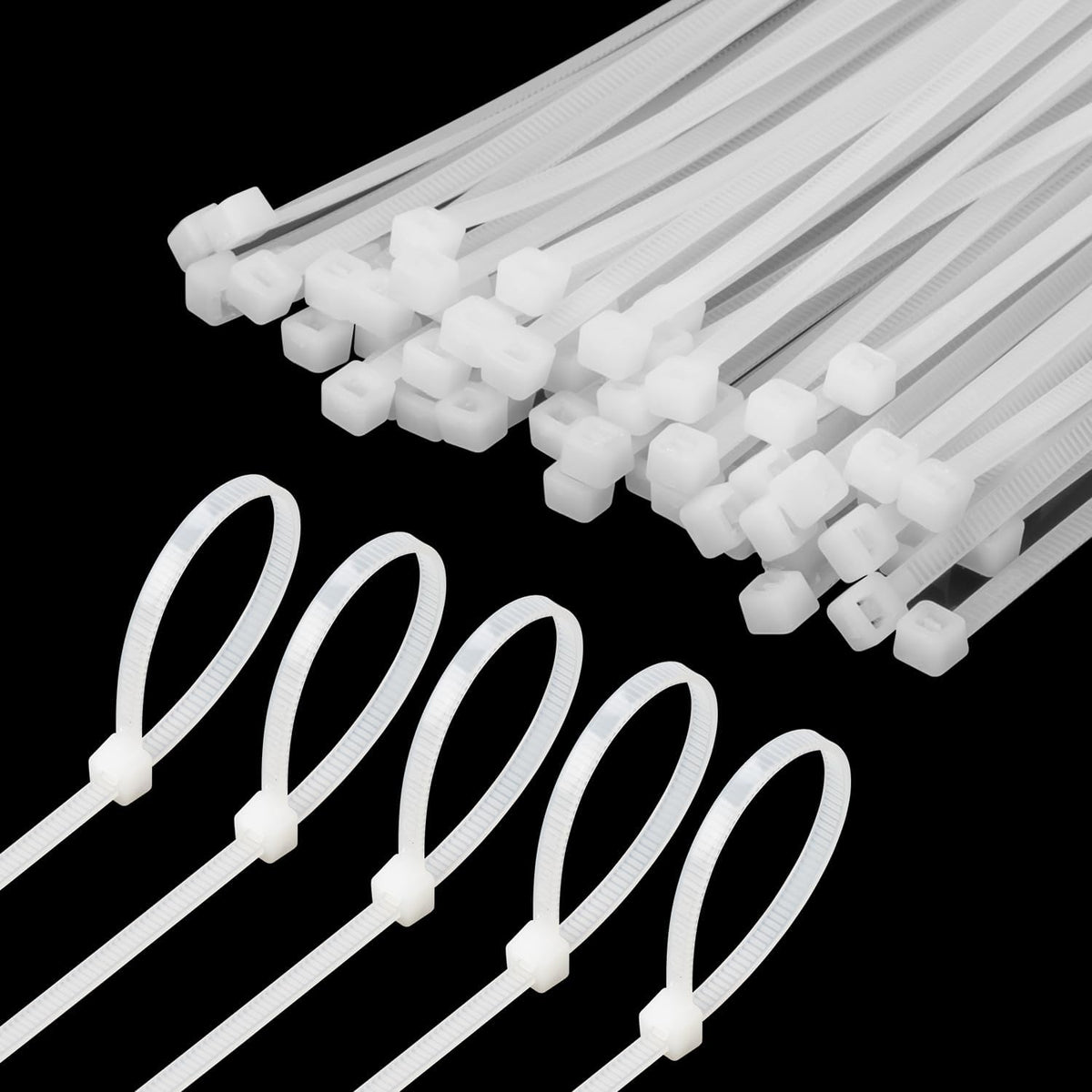 8 Inch White Zip Tie 1000 PCS, 40 Lbs - Small to Medium Zip Tie, Nylon PA66 UV Resistant Cable Tie