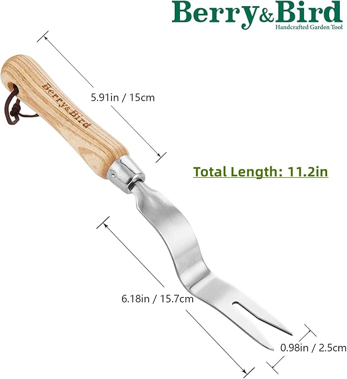 Berry&Bird Hand Weeder Tool, Stainless Steel Gardening Weed Puller, 12.1" Manual Weeding Removal