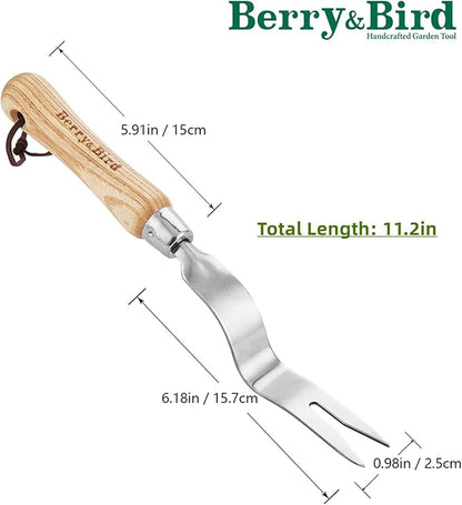 Berry&Bird Hand Weeder Tool, Stainless Steel Gardening Weed Puller, 12.1" Manual Weeding Removal