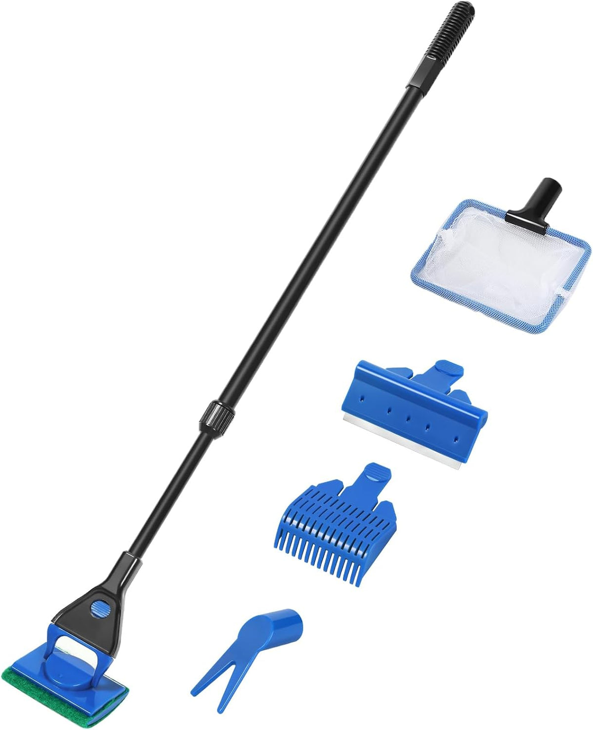 AQUANEAT Aquarium Cleaning Tools, Fish Tank Cleaner Kit with Adjustable Long Handle, 5 in 1 Set