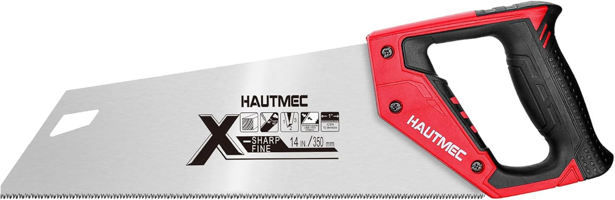 HAUTMEC 14" X-Sharp Compact Hand Saw for Cuts Comfort, Quality and Accuracy, Fine-Cut Handsaw with