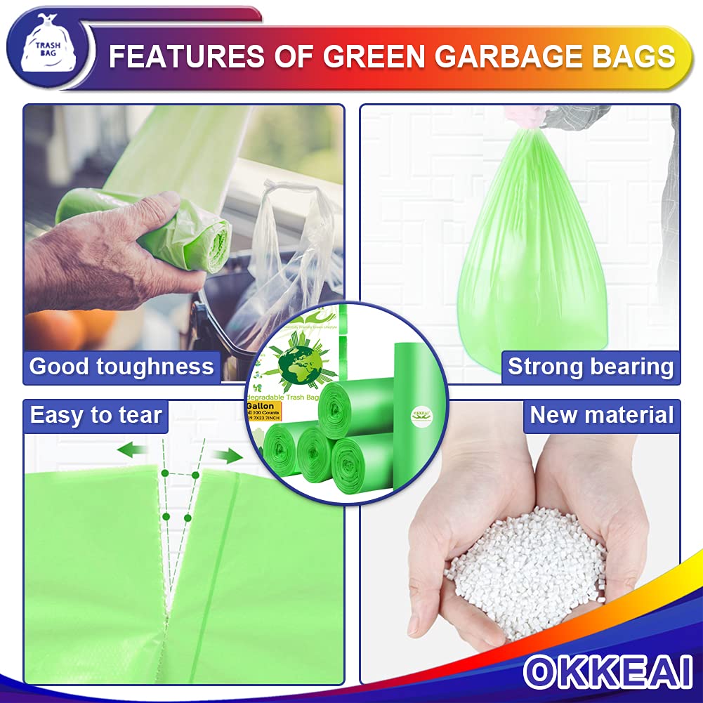 OKKEAI 3 Gallon Small Trash Bags 100 Counts Small Trash Can Liners Garbage Bags Mini 10L