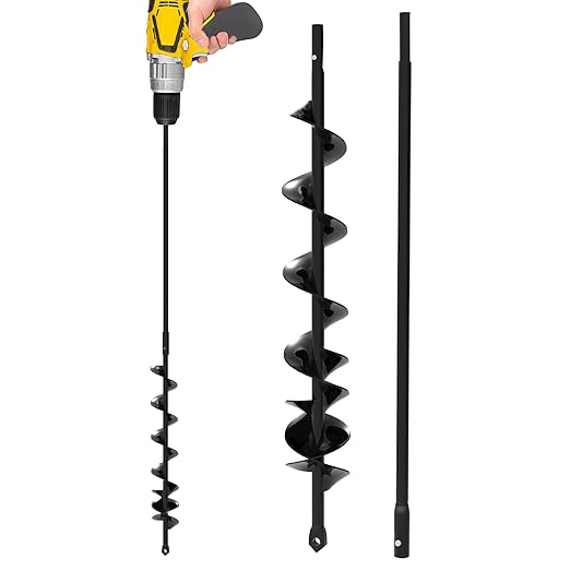 Auger Drill Bit for Planting 2x32'' - with Extension - Spiral Hole Planter for Bulbs, Fence Posts
