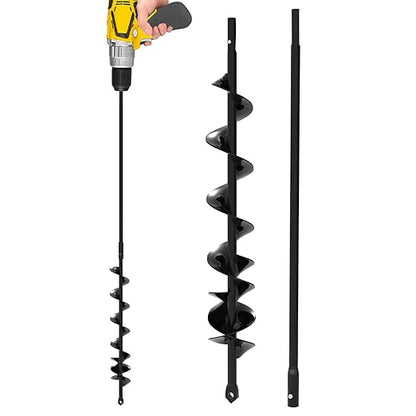 Auger Drill Bit for Planting 2x32'' - with Extension - Spiral Hole Planter for Bulbs, Fence Posts