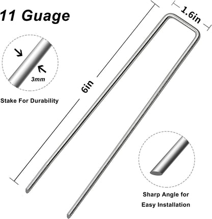 Landscape Staples Galvanized Garden Stakes,6 inch 200 Pack 12 Gauge Heavy Duty Garden Pins for